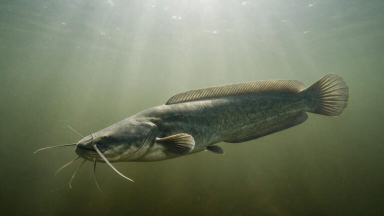 Somn african (Clarias gariepinus) inotand sub apa